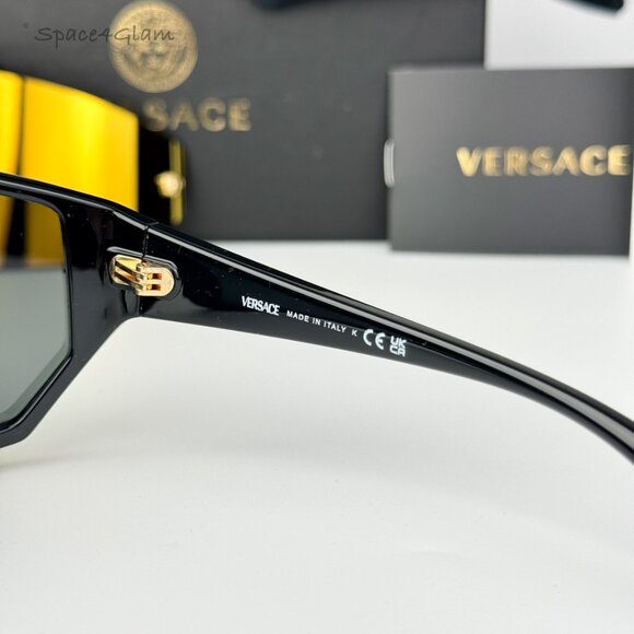 Versace Women Sunglasses Black Grey Mirror Gold Single Lens VE4461 GB1/87 NEW main image 8